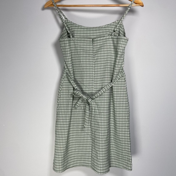 John Galt Plaid Shift Dress Mini White Gingham Preppy Pistachio Green Picnic - Picture 6 of 12